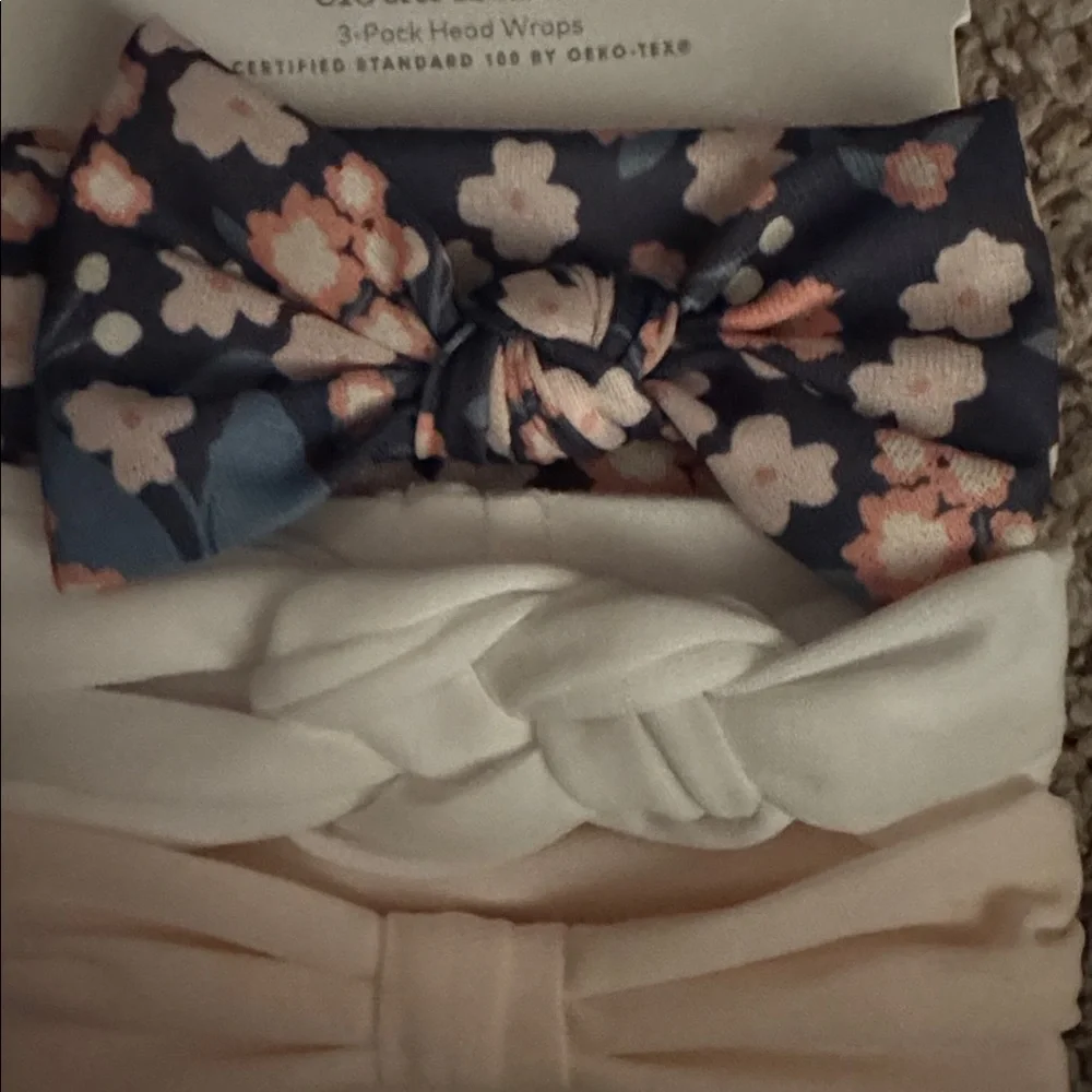 Cloud Island Floral and Solid Head Wraps - 3 Pack